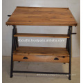 Industrial Vintage Draft Table With Drawer Reclaimed Railway sleeper wood